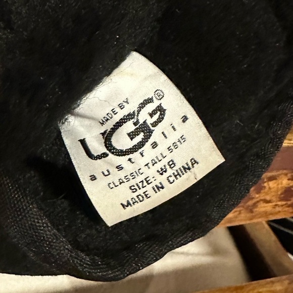 UGG Black Tall Classic Knee Boots Shearling Suede Leather Fleece Lined - Picture 12 of 15